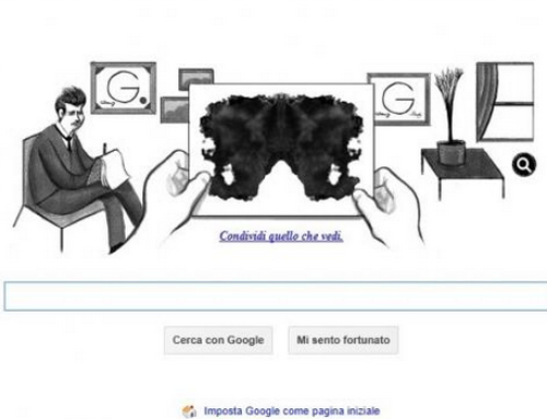 Il doodle sul test di Rorschach: google celebra il 129° anniversario della nascita dello psichiatra svizzero Hermann Rorschach