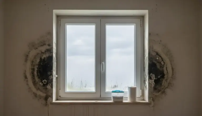 Muffa nera visibile attorno a una finestra con condensa interna